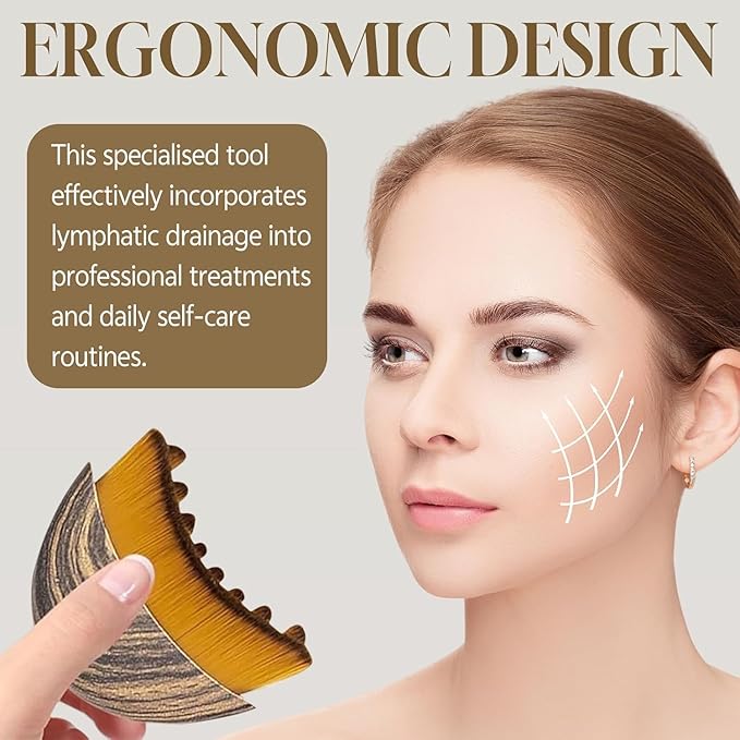 Lymphatic Contour Face Brush, Dry Face Brush for Lymphatic Drainage Massager -Anti-Puffiness, Lift, Chin & Jawline Sculpting (1PCS Soft Gua Sha Brush)