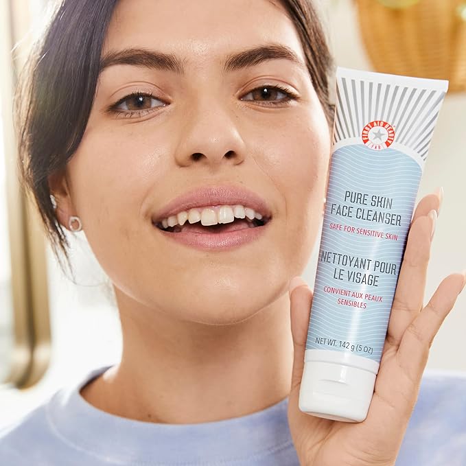 First Aid Beauty - Pure Skin Face Cleanser, Effectively Removes Makeup, Dirt, and Impurities, Gentle Cleanser Leaves Skin Soft & Supple, Safe for Sensitive Skin, Fragrance Free, 2 oz