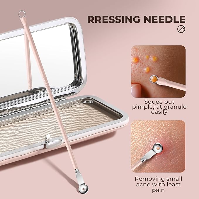 YGQQOY Professional Blackhead Tweezers, Stainless Steel Blackhead Remover Tools, Pimple Popper Tool Kit for Acne Whitehead Blemish, Pore Prep Tool