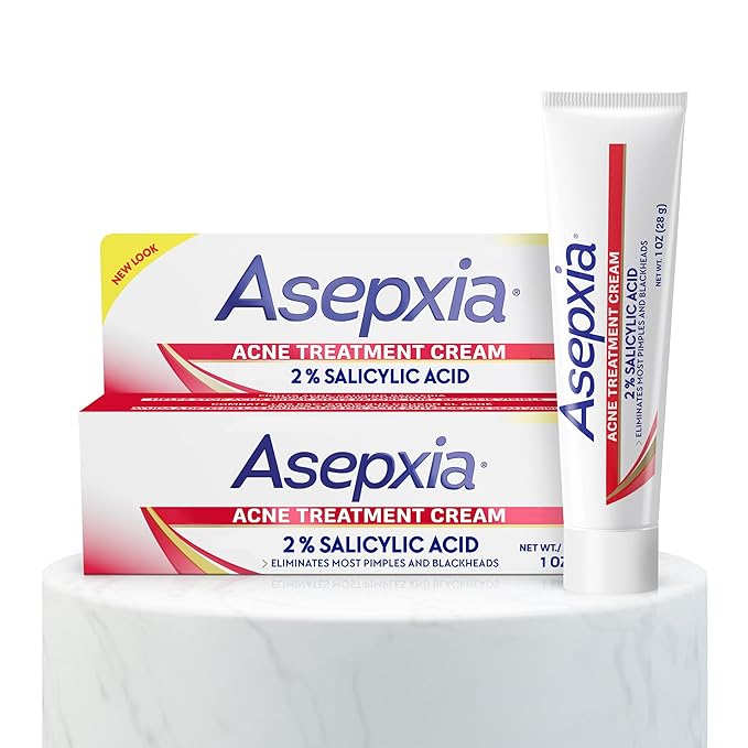 Asepxia 2% Salicylic Acid Acne Spot Treatment Cream | Drying Formula Targets Acne, Clears & Prevents Blemishes, Reduces Redness, Penetrates Pores, Pimple Cream, 1 Oz, 1-Pack