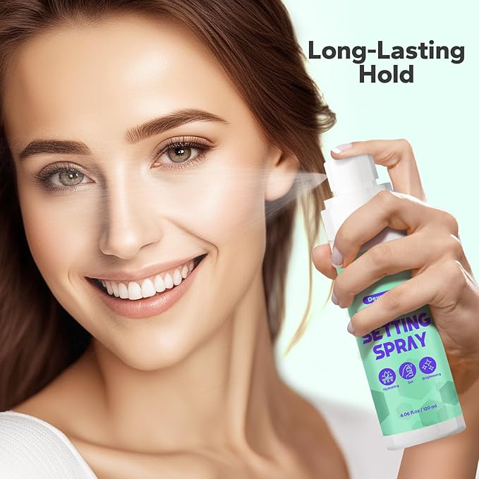 Makeup Setting Spray (4.06 Fl Oz), Dewy Finish Setting Spray for Makeup, Hydrating Makeup Setting Spray for Long Lasting Glow, Dewy Look Setting Spray for All Skin Types