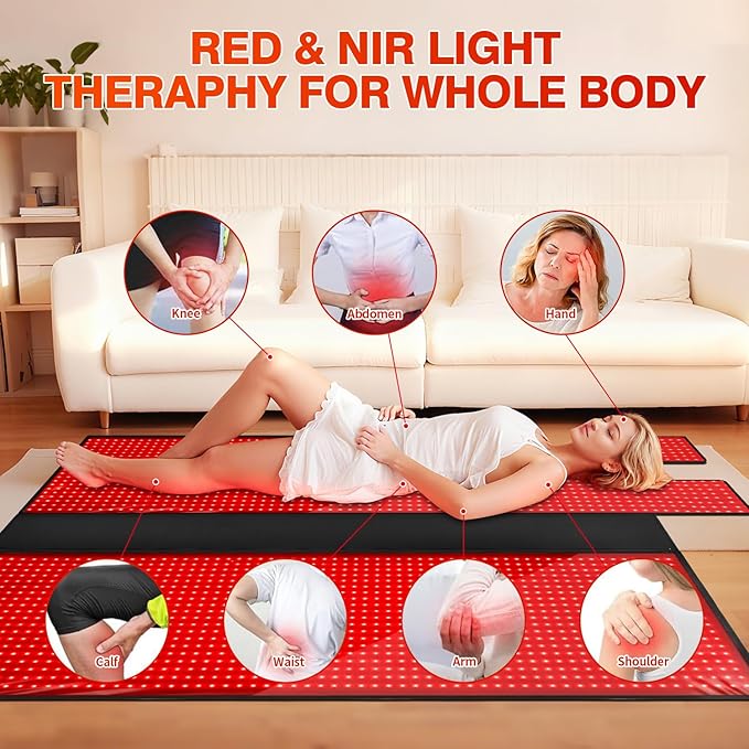 Red Light Therapy for Body, 2632 LEDs Red Light Therapy Mat for Full Body, 88"x83" Infrared Light Therapy Blanket 660nm & 850nm Dual Wavelength Pain Relief & Recovery