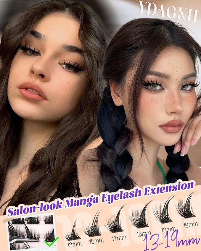 YDAGKH Lash Clusters Fox Eye Spikes Eyelash Extension Wispy Manga Cluster Eyelashes Fairy Spiky Cluster Eyelash Extensions 144Pcs Cat Eye Individuals Lashes Long DIY Volume Anime Lash Extension
