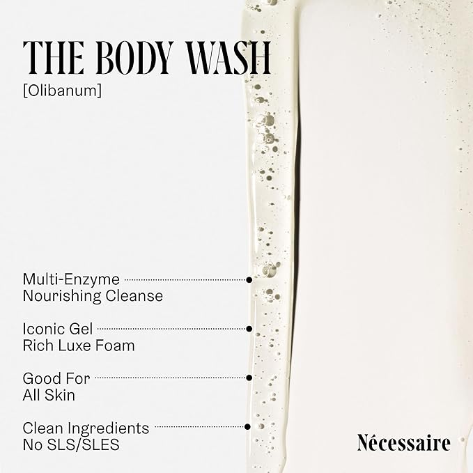 Nécessaire The Body Wash Olibanum - Multi-Oil Shower Gel Body Wash for Women + Men. Non-Comedogenic + Hypoallergenic for Sensitive Skin with Niacinamide. 500ml/16.9 fl oz
