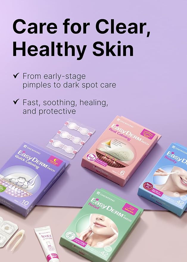 DWEasyDerm EasyDerm Multi-Step Pimple Patch Set – 4-Type Korean Pimple Patches + Free 2-in-1 Dual-Tip Extractor for Complete Skincare Stocking Stuffer Holiday Gift