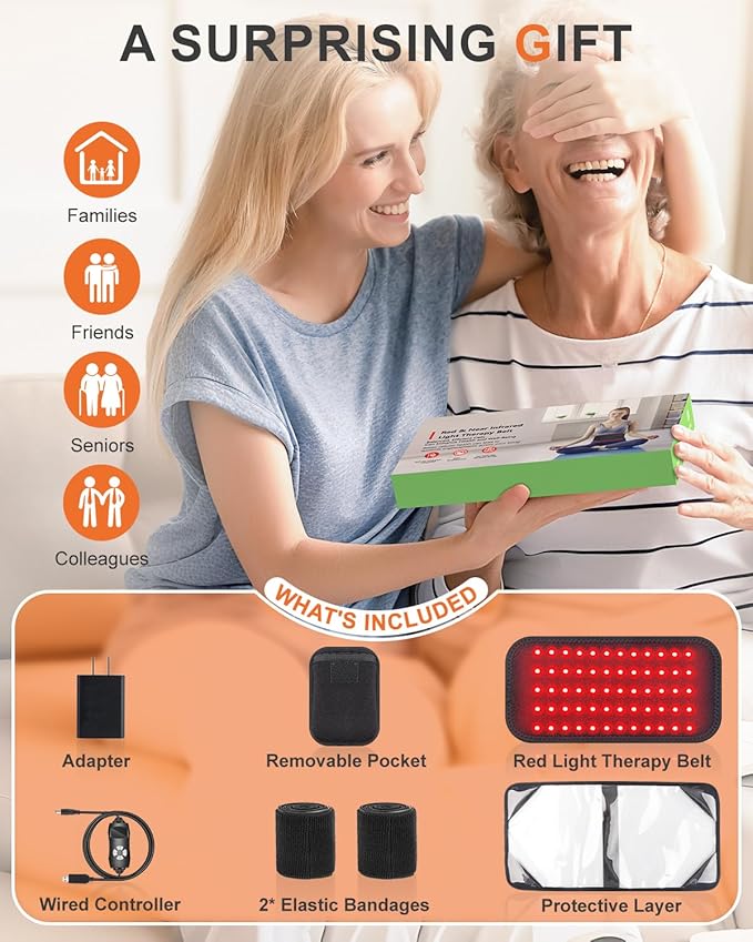 Red Light Therapy for Body, 3-in-1 LED Bead with Timer, 660nm & 850nm Portable Infrared Light Therapy Belt, Wearable Wrap Home Red Light Therapy Pad for Body