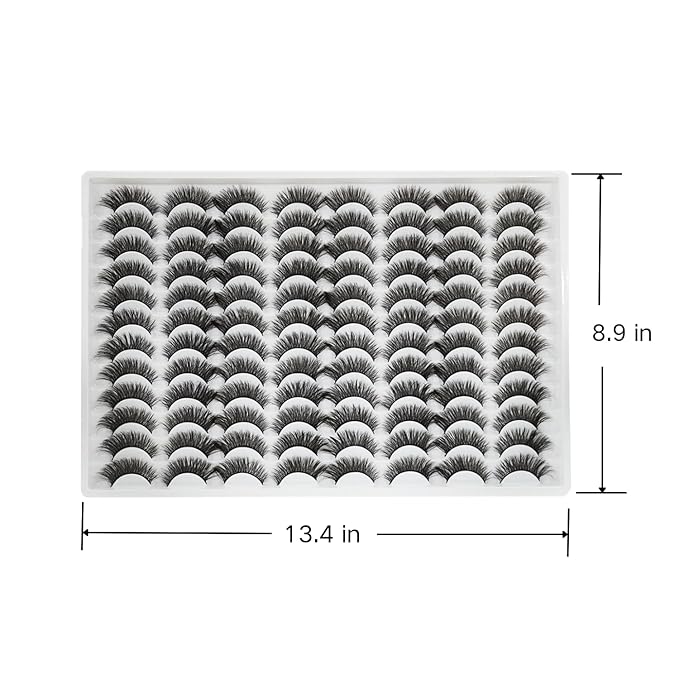 False Eyelashes 48 Pairs Faux Mink Lashes 14mm Wispy Lashes 3D Fluffy Cat Eye Lashes Pack Bulk Wholesale Strip Lashes(style 48-045)