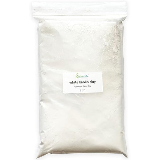 Soapeauty WHITE KAOLIN CLAY Powder | Cosmetic Grade 100% Natural | Facials, Face Mask, Soap Making, Bath Bomb | aka White Clay Powder, China Clay Powder | (1 OZ)