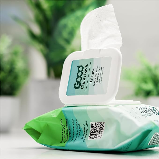 Good Clean Love Balance pH-Balanced Feminine Wipes, Supports Vaginal Health Naturally & Reduces Odor, Non-Irritating Moisturizing & Cleansing Hygiene Product Made with Organic Aloe, (30 Count)