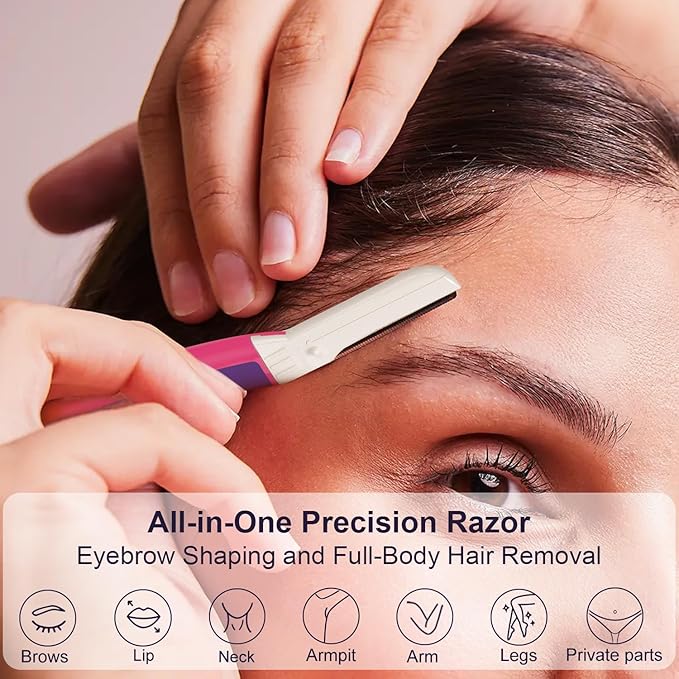 THURLADY Dermaplane Razor for Women Face, Eyebrow Razor, Face Razors for Women Dermaplaning, Peach Fuzz Remover, Gentle Exfoliation & Facial Hair Removal, Travel Essentials, (12 pcs, Fuchsia)