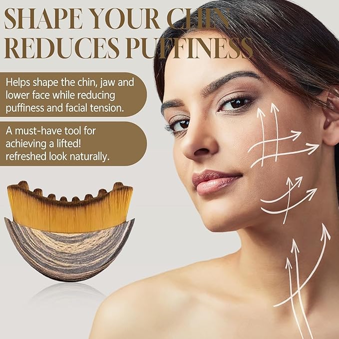 Lymphatic Contour Face Brush, Dry Face Brush for Lymphatic Drainage Massager -Anti-Puffiness, Lift, Chin & Jawline Sculpting (1PCS Soft Gua Sha Brush)