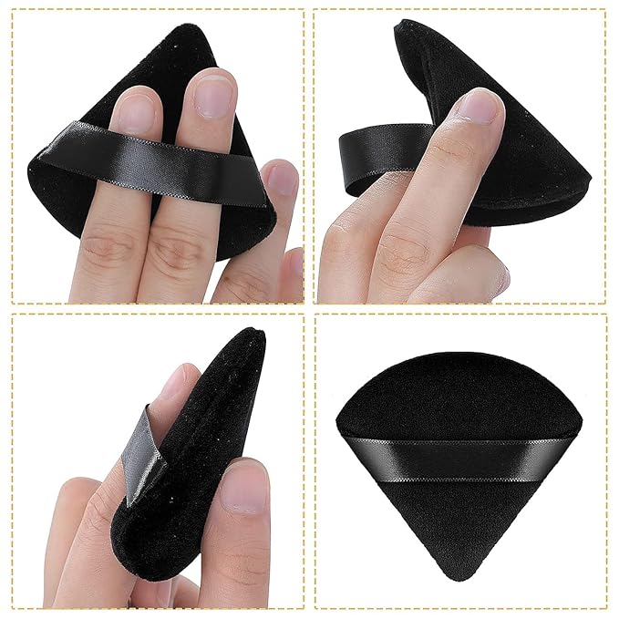 2 Pcs Powder Puffs for Face Powder Triangle Powder Puff, Face Makeup Tools for Applying Loose or Pressed Powders, Fit Easily and Softly to Face 1208
