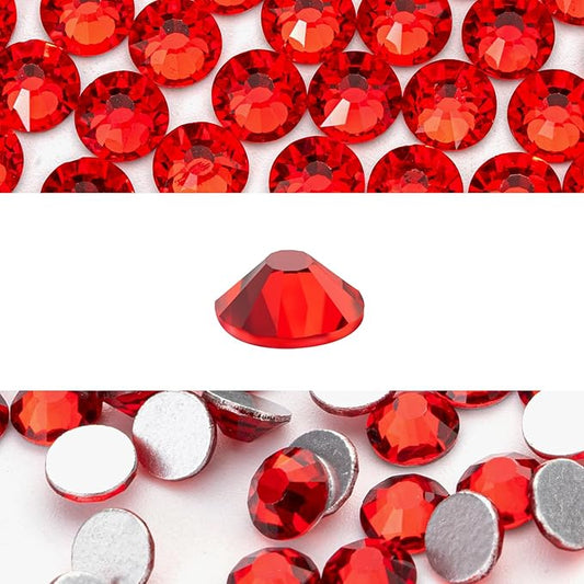 Novani 576 Pieces Flatback Rhinestones Glass Round Gems Red Crystals for Nail Art DIY Crafts Clothes Shoes,SS30,6.4-6.6mm