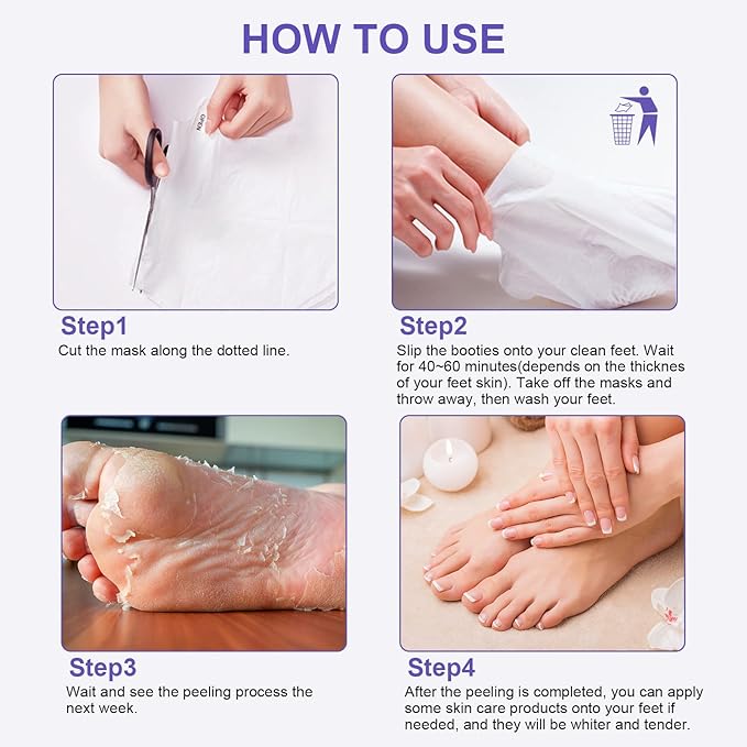FUNNIR Foot Peeling Mask (5 Pack) Exfoliant for Peeling Off Calluses, Natural Exfoliator for Dry Dead Skin, Callus, Repair Rough Heels Soft Smooth Touch