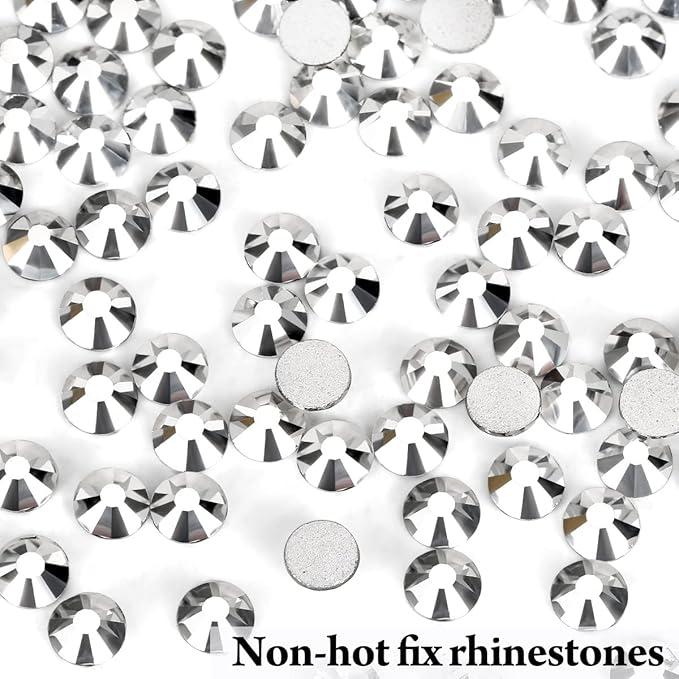 Novani Rhinestones 3000Pcs Flatback Crystal Round Loose Gemstones Glass Rhinestones for Crafts Makeup Nail Art Clothes Shoes DIY Decorations(SS6, 1.9-2.0mm,Sliver)