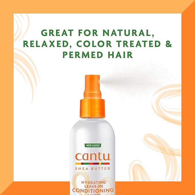 Cantu Leave-In Conditioning Mist with Pure Shea Butter, 8 fl oz (Pack of 2)