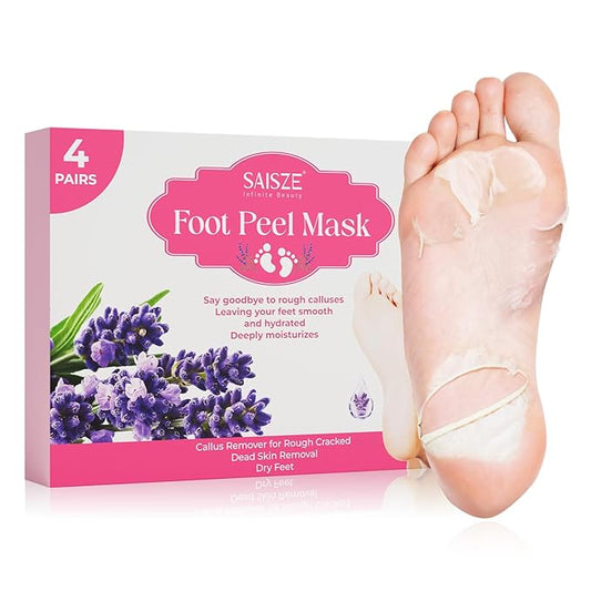 SAISZE Foot Peeling Mask, 4 Pairs Foot Peel Mask for Dry Cracked Feet, Dead Skin Callus Removal, Repair Soft Feet
