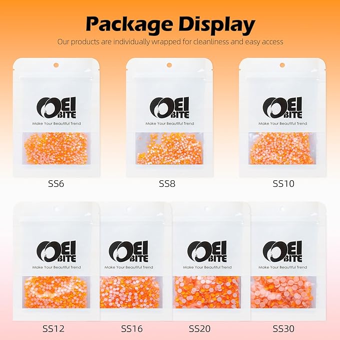 Meibite Neon Orange Flatback Rhinestones, Glass Rhinestones for Nail Art and Craft, Glue Fix, Loose Crystal Gemstones(Neon Orange, SS16, 1440pcs, 3.8-4.0mm)