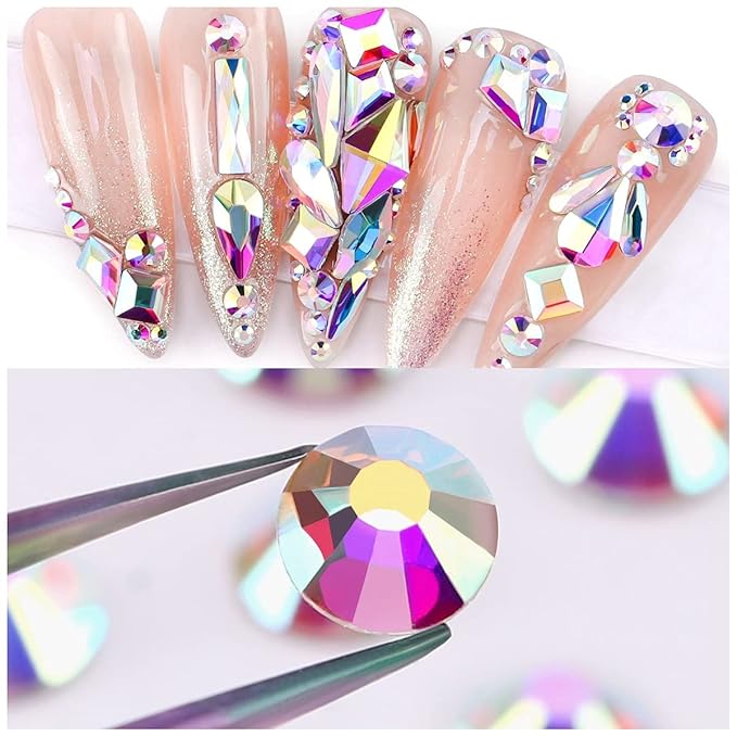 Novani Rhinestones 1440pcs SS16 Glass Rhinestones Crystal Flatback Gemstones for Crafts Nails Makeup Bags and Shoes Decoration（SS16, Crystal AB）