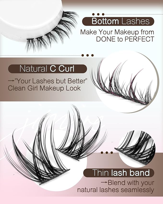 Wispy Lash Clusters Natural Eyelash Clusters Manga Cluster Eyelash Extensions 10-16MM Anime Individual Lashes Clusters with Bottom Lashes Easy to Apply DIY Lash Extension at Home 184Pcs Pack
