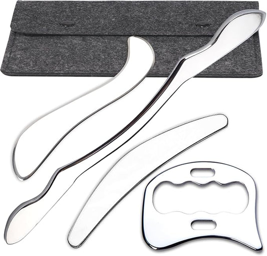 FeelFree Sport 4 in 1 Muscle Scraper Tool Set-Gua Sha Massage Scraping Tools for Soft Tissue Mobilization,Physical Therapy for Back, Legs, Arms