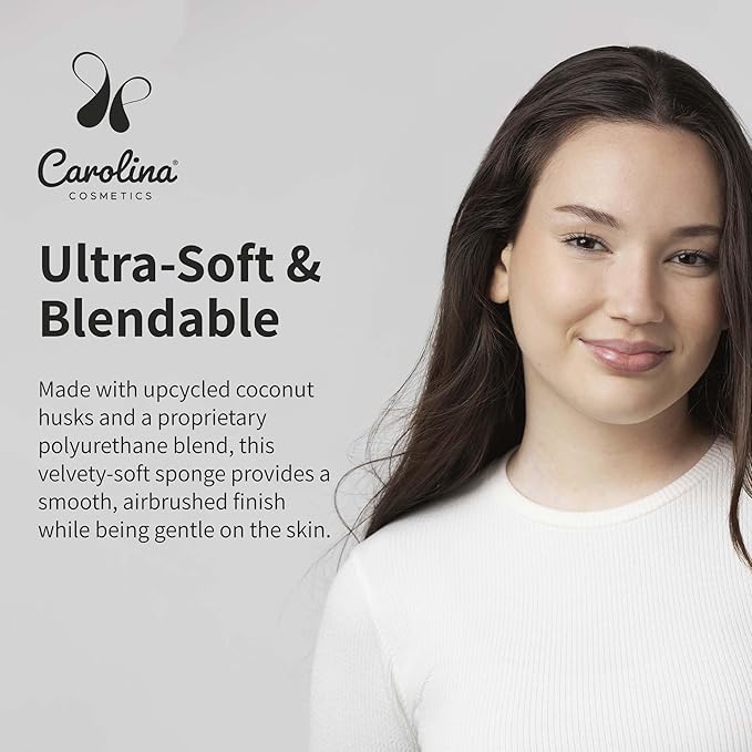 Carolina Cosmetics - Beauty Blender, Plant-Based Makeup Sponge - Soft, Reusable, Latex-Free, Made with Coconut Husk Powder for Foundation & Concealer