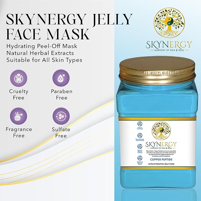 Copper Peptide Jelly Mask - Professional Grade Hydro Glo Peel Off Face Mask for Hydration & Radiant Glow - Suitable for All Skin Types, Vajafacial Jelly Mask | 12 Applications (30 fl oz)