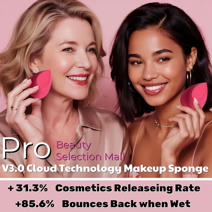 BS-MALL Mini Makeup Sponge Set Professional Triangle Puff 49 Pcs- Pro V3.0 Cloud Technology Material Flawless flow Mini Sponge Set & Triangle Puff With Waterproof Travel Silicone Bag Gift Set