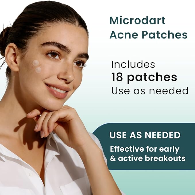 YOEYOU Micro-Dart Pimple Patch – Hydrocolloid Acne Patches with Micro-Dart Technology for Hydrolyzed Hyaluronic Acid, Salicylic Acid, Madecassoside & Tea Tree (18 Pack)