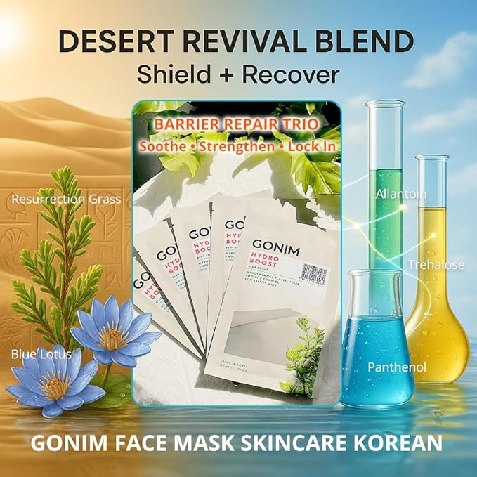 GONIM Face Mask Korean Skin Care with Hyaluronic Acid Serum & Collagen Activation, Hydrating Face Masks Skincare with Vitamin C, Moisturizing Sheet Mask for All Skin, Korean Face Mask 20 Sheets