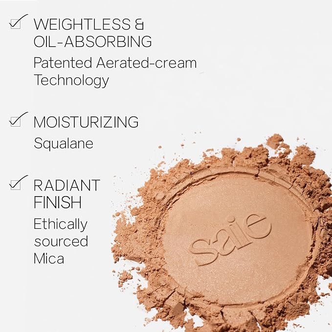 Saie Airset Radiant Loose Setting Powder - Weightless Face Powder to Set, Smooth + Diffuse Face Makeup - Formulated with Hydrating Squalane - Translucent Medium (0.14 oz)