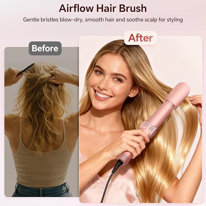 HydraStyl 5 in 1 Hot Air Styler, 1300W 110000 RPM High-Speed Hair Dryer Brush with Auto-Wrap Curlers, Frizz-Free Volumizing Straightening Curling for All Hair Types, No Heat Damage, Travel Bag