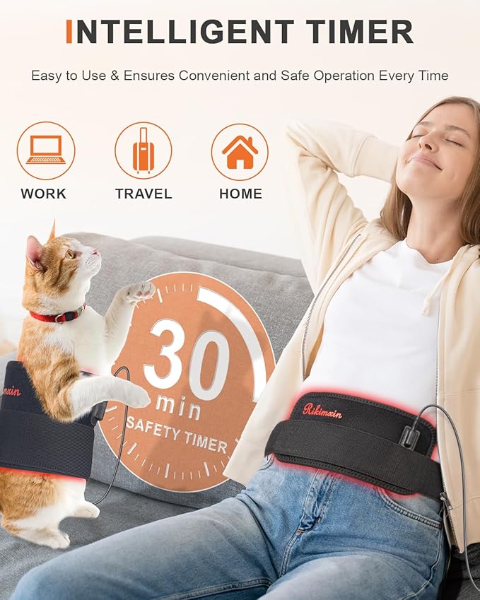 Red Light Therapy for Body, 3-in-1 LED Bead with Timer, 660nm & 850nm Portable Infrared Light Therapy Belt, Wearable Wrap Home Red Light Therapy Pad for Body