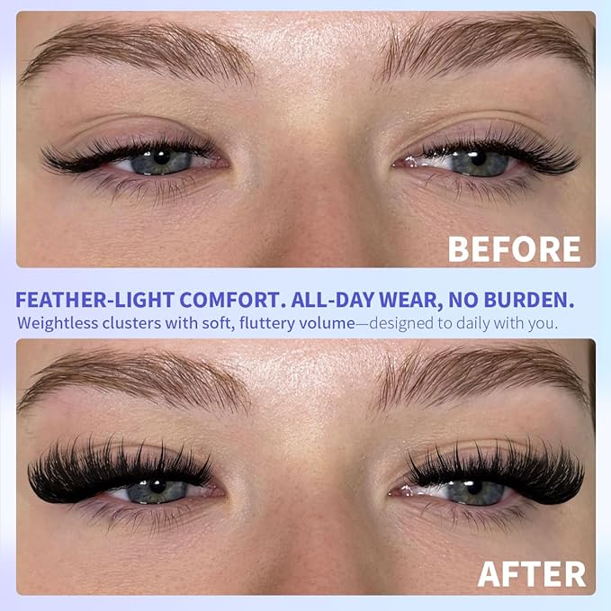 Kiromiro Fluffy Lash Clusters with Spikes 12-20mm Volume Lash Clusters Wispy eyelash Clusters DIY Cluster Eyelash Extensions Full Individual Lashes Thick Cluster Lashes