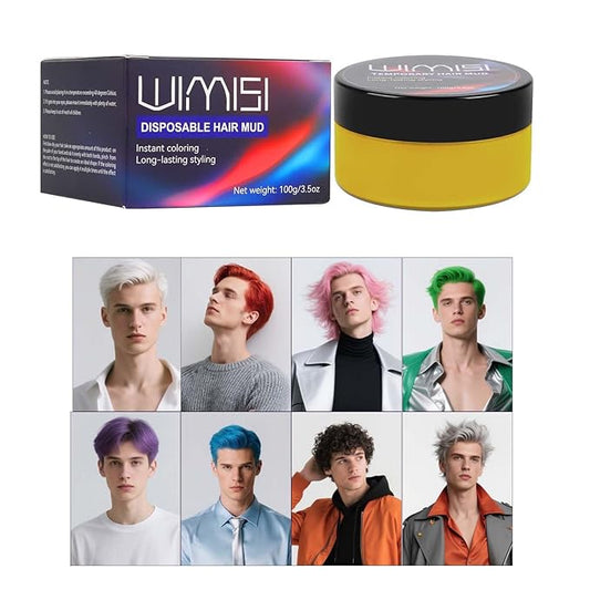 Temporary Hair Color Wax, Washable Styling Hair Clay, Instant White Hair Coloring Cream for Women Men Teens, DIY Hair Styling for Cosplay, Halloween & Parties (Yellow)