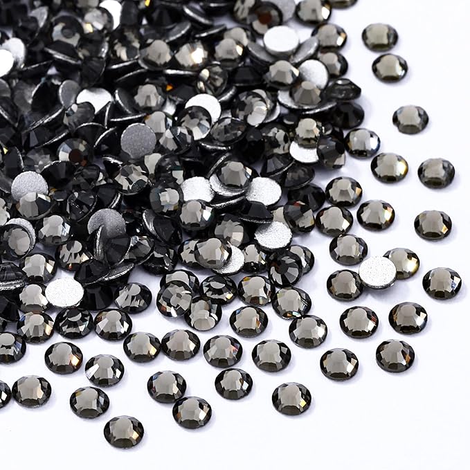 Meibite Gray Flatback Rhinestones, Glass Rhinestones for Nail Art and Craft, Glue Fix, Loose Crystal Gemstones(Gray, SS10, 1440pcs, 2.7-2.8mm)