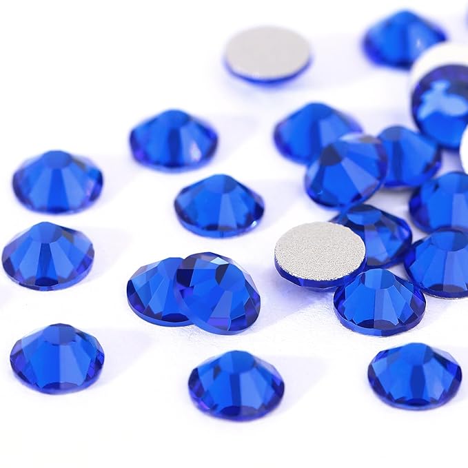 Novani Royal Blue Rhinestones, Flatback Loose Gemstones 1440pcs Glass Crystal Bulk for Clothes Shoes Crafts Makeup Nail Art and DIY Decorations(SS8, Sapphire)