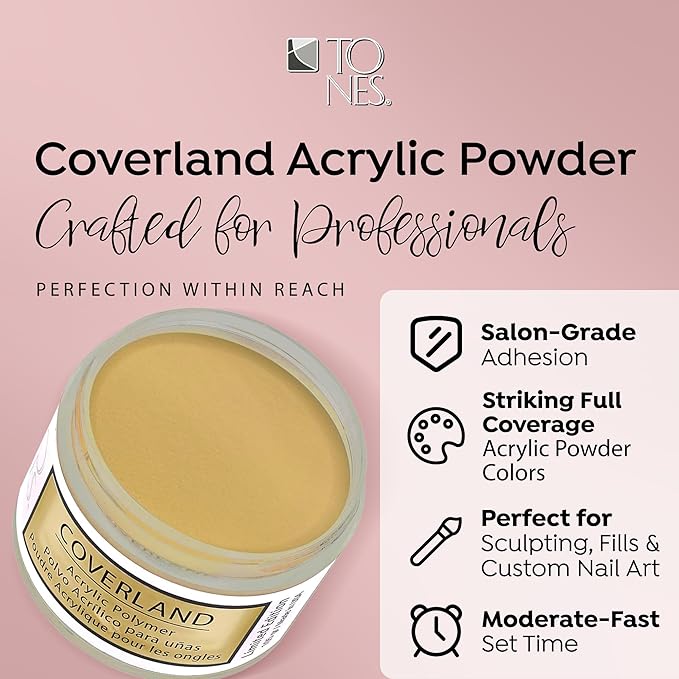 Tones Coverland Acrylic Nail Powder " Sunny Honey" - Limited Edition Acrylic Powder for Nail Design, Sculpting, and Masking Nail Bed Imperfections - Professional Acrylic Nail Supplies - (1.5 Oz)