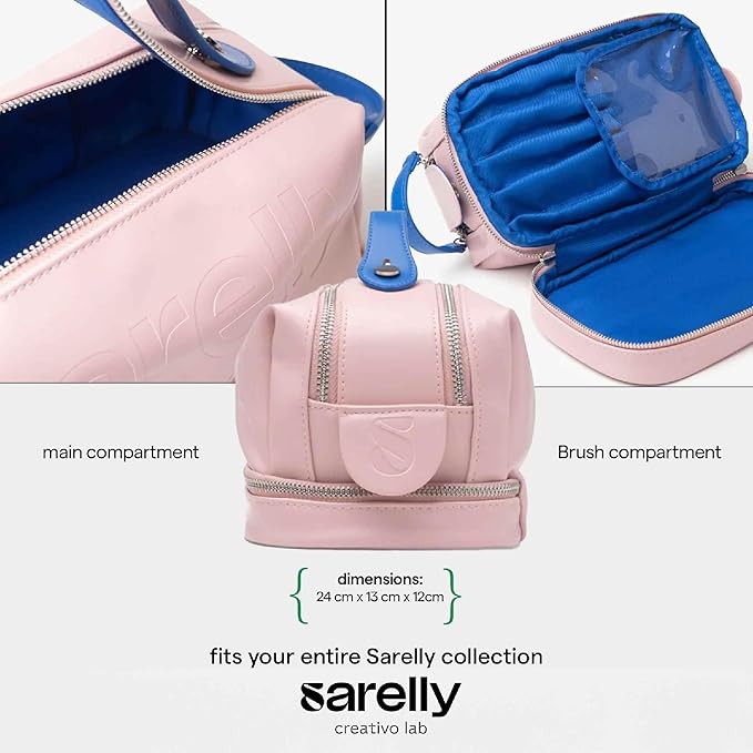 SARELLY, Makeup Bag, Perfect for Makeup Brushes, Vegan Leather, Pink Color, Sarelly Creative Lab
