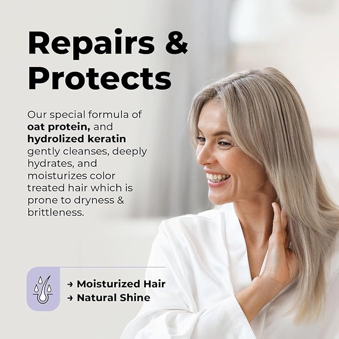 FLUX UP Purple Shampoo and Conditioner for Blonde Hair Women & Men – Blonde & Silver Hair Toning – Anti-Brass Sulfate Free Shampoo and Conditioner - 17 fl oz