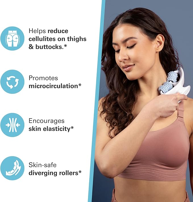 M3 Naturals Anti Cellulite Roller & Lymphatic Drainage Massager | Fascia Blaster for Contoured & Smoother Skin | Tool for Sore Arms, Legs, Stomach & Buttocks Multicolor