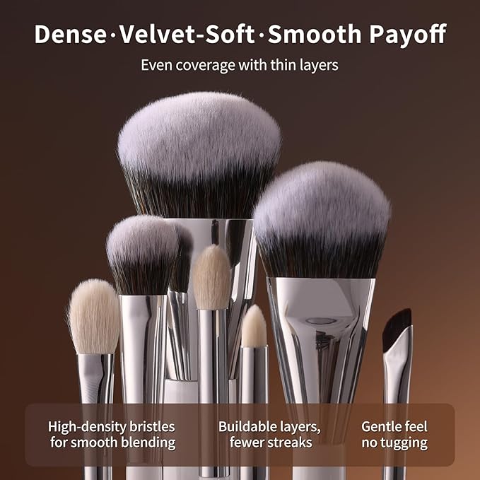 Makeup Brushes Set, Albeaut 7Pcs Face Eyeshadow Brushes Kit with Preminum Bristles Liquid Foundation Concealer Blending Tools Professional & Travel Bag