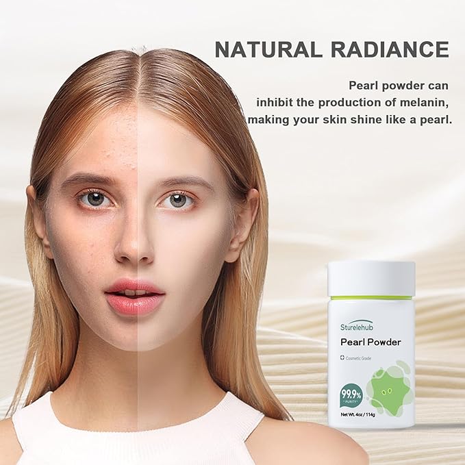 Sturelehub Pearl Powder Organic, for Face, 4OZ / 114g 99.9% Purity, Cosmetic Grade, For DIY Mask, Cream And Lotion, Organic Pearl Powder For Homemade Cosmetics