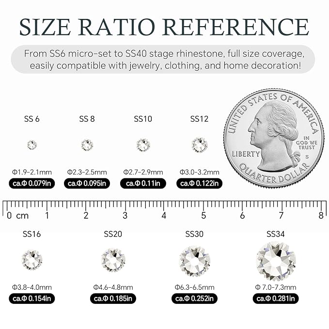 Meibite 16 Facets Crystal Clear Flatback Rhinestones, Glass Rhinestones for Nail Art and Craft, Glue Fix, Loose Crystal Gemstones(Crystal, SS12, 1440pcs, 2.9-3.0mm)