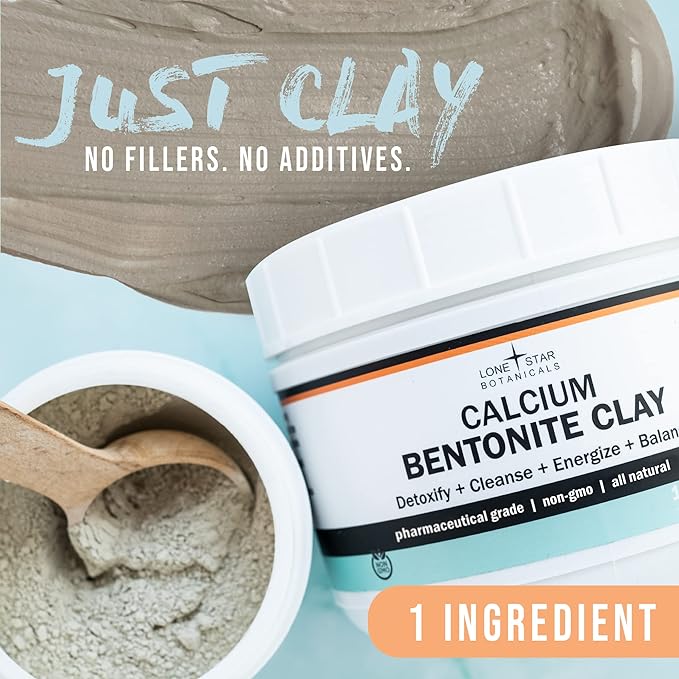 Calcium Bentonite Clay Healing Powder - Pure Pharmaceutical - Face, Body & Hair Mask, Natural Mud Masks, Deep Pore Cleansing for Health & Beauty