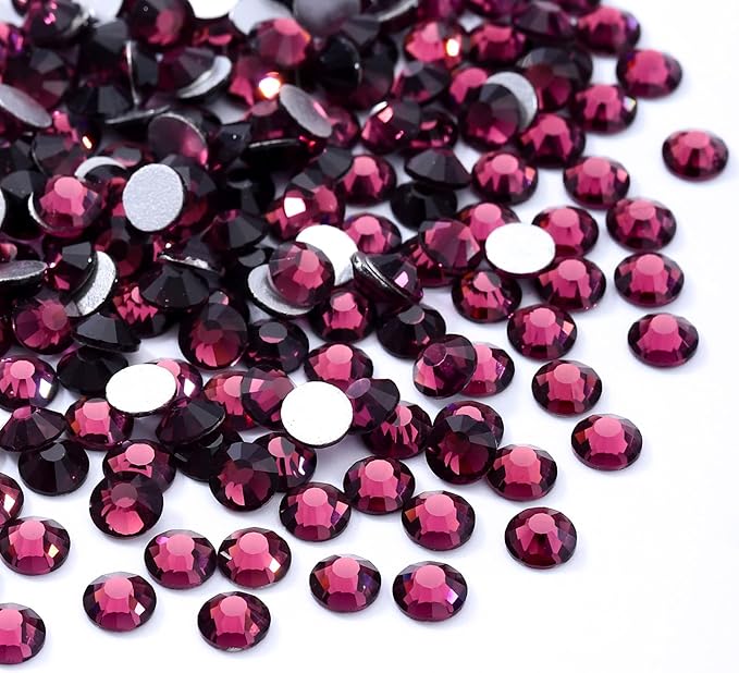 Meibite Purple Flatback Rhinestones, Glass Rhinestones for Nail Art and Craft, Glue Fix, Loose Crystal Gemstones(Purple, SS16, 1440pcs, 3.8-4.0mm)
