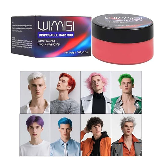 Temporary Hair Color Wax, Washable Styling Hair Clay, Instant White Hair Coloring Cream for Women Men Teens, DIY Hair Styling for Cosplay, Halloween & Parties (Red)