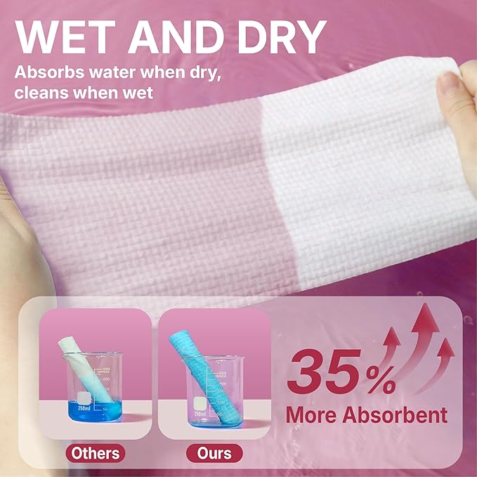 Serenorch Disposable Face Towels, Mother's Day Gifts 10" x 12", Gifts for Mom from Daughter Son, Ultra Thick Face Towelettes for Sensitive Skin, Extra Soft Makeup Remover Dry Wipes, 50 Count