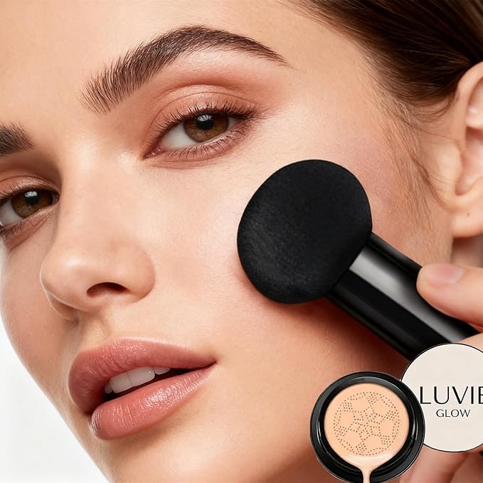 Foundation Cushion, Mushroom Head Air Cushion CC Cream, BB Cream Face Makeup Foundation, Moisturizing Concealer Brighten Long-Lasting, Even Skin Tone for All Skin Types (brunet brown)