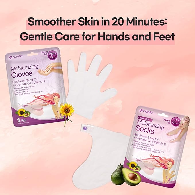 Epielle Moisturizing Foot Mask 6 Pairs, Soften with Sunflower Seed Oil & Vitamin E, Deep Moisturizing Socks for Dry, Cracked Feet, Self Care Gifts for Women, Spa Kit, Stocking Stuffers